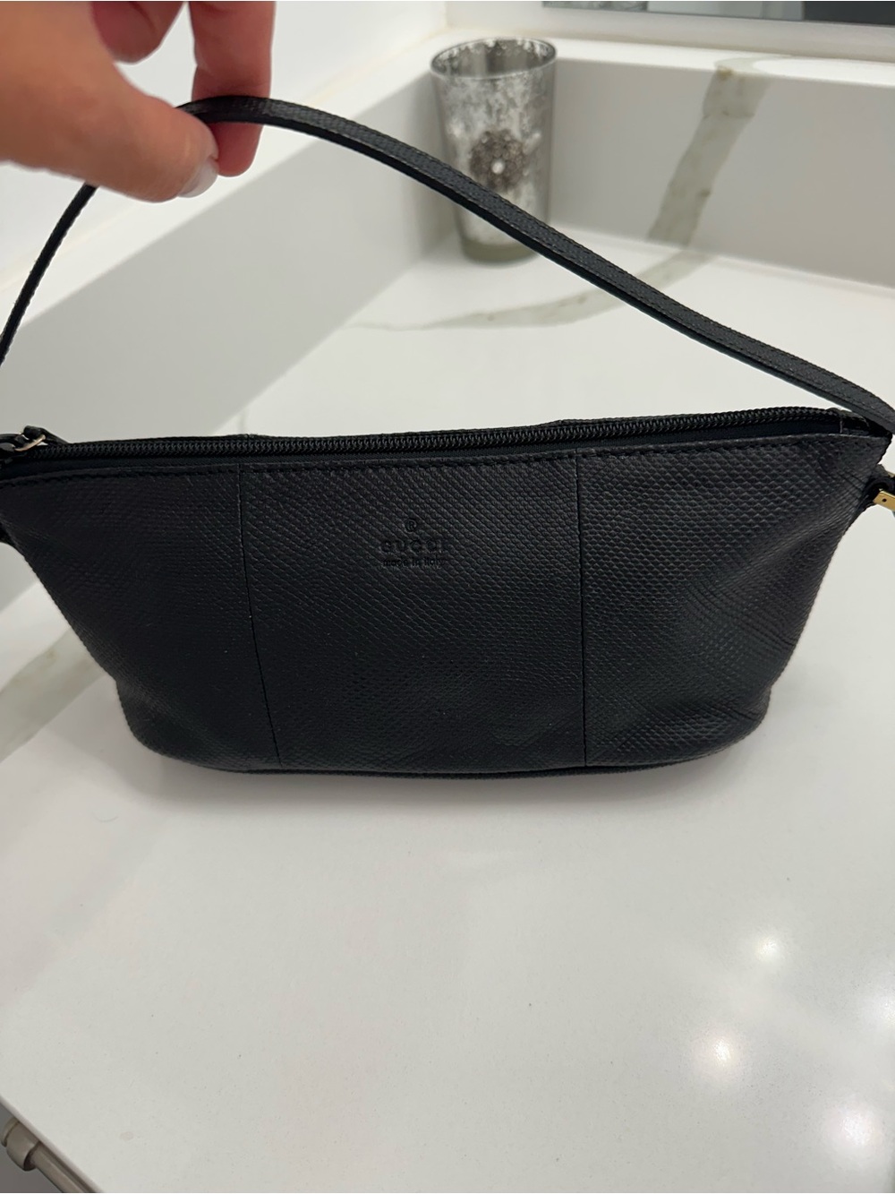 Gucci Black Textured Leather bag pochette style